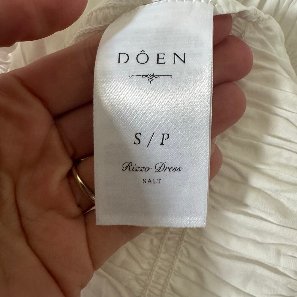 DOEN Rizzo Smocked Mini Dress in "Salt" White Cream Size Small - Picture 9 of 10